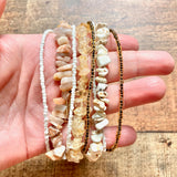 No Brand Cream/Nuetrals Beaded Multi-Strand Magnetic Clasp Bracelet