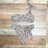 Abercrombie & Fitch Animal Print Padded One Shoulder Bikini Top- Size L (we have matching bottoms)