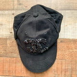 No Brand Black Beaded Chanel Emblem Distressed Baseball Cap (see notes)