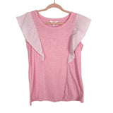 Time and Tru Pink with Pink Seersucker Flutter Sleeves Top NWT- Size S