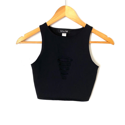 SOLOW Black Front Cut Out Sports Bra Tank- Size XS (sold out online)