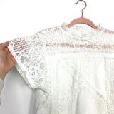 No Brand Crochet Lace Mock Neck Blouse- Size M