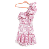 Buddy Love White/Magenta One Shoulder Ruffle Dress NWT- Size XS