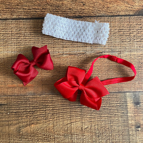 Set of 2 Baby Headbands and Red Bow