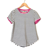Nine West Black and White Striped Tee- Size XS