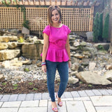 Halogen Bright Pink Bow Detail Top- Size S