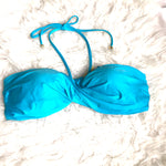 A. Che Turquoise Front Twist Bikini Top with Optional Tie Neck Strap- Size S (TOP ONLY)