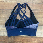 Lululemon Navy and Purple Strappy Back Sports Bra- Size 4