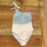 Cupshe Light Blue/White One Shoulder Tie One Piece NWT- Size M