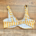 GabiFresh x Swimsuits For All Yellow/White Striped Underwire Front Knot Bikini Top- Size 18D/DD (sold out online, see notes)