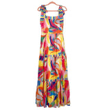 AURA Neon Colorful Print Tie Strap Maxi Dress NWT- Size M (sold out online)