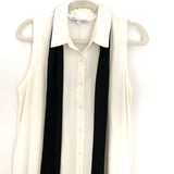 Cupcakes & Cashmere Button Up Dress with Black Tie Neck- Size 10