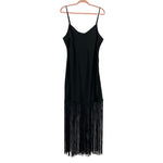 Eloquii Black Satin Fringe Hem Slip Dress- Size 14 (sold out online)