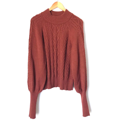 DO+BE Brick Cable Knit Bubble Sleeve Sweater- Size L