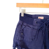 Mossimo Navy Elastic Tie Waist Shorts- Size 1 (See Notes)