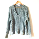 Pink Lily Blue Chunky Knit V Neck Sweater - Size S
