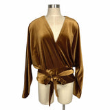 Good American Bronze Velvet Belted Top- Size 4