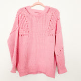 Honey Punch Bubble Gum Pink Open Knit With Back Cutout Sweater NWT- Size M