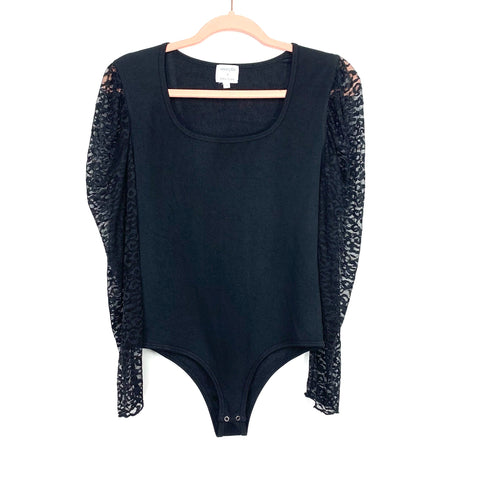 Amaryllis x Ashlee Nichols Black Lace Sleeve Bodysuit- Size M