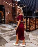 Entro Cranberry Round Hem Dress- Size S