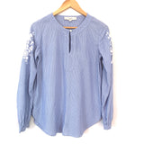 LOFT Striped Embroidered Sleeve Blouse- Size XS