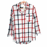 Impressions White/Red/Blue Stripe Linen Like Button Up Top NWT- Size M