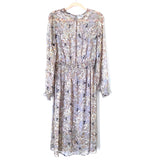 Bishop + Young Lavender Floral Metallic Smocked Waist Maxi with Slip- Size 1X
