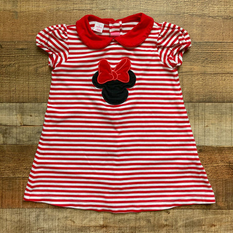 Claire & Charlie Red and White Striped Minnie Ears Dress- Size 5