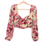 Blossom Tan/Pink Floral Side Ruched Top NWT- Size 8 (We Have Matching Bottom!)
