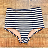 J Crew Blue/White Striped High Waisted Bikini Bottoms- Size XS