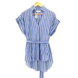 Hayden Blue Linen-like Stripe Blouse NWT- Size S