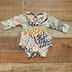 Ruffle Butts Floral Collared Onesie- Size 0-3M