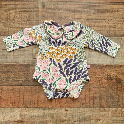 Ruffle Butts Floral Collared Onesie- Size 0-3M