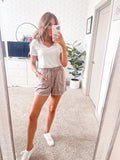 Universal Thread Brown Linen Drawstring with Rolled Hem Shorts- Size S