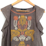 THML Brown Embroidered Blouse- Size S