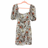 Buddy Love Animal Print and Floral Satin Puff Sleeve Dress NWT- Size S