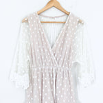 Goodnight Macaroon Polka Dot Overlay Dress with Embroidered Detail- Size S