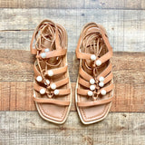 Stuart Weitzman Lace Up Pearl Sandals- Size 8.5 (sold out online)