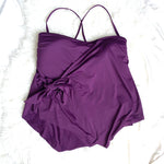 Becca ETC Purple Mulit Way Straps Front Tie Tankini Top NWT- Size 1X 16-18 (TOP ONLY)