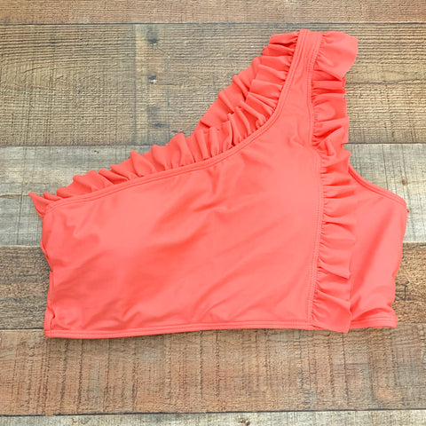 Chic Soul Orange One Shoulder Ruffle Sleeve Swim Top- Size XL (We Have Matching Bottom!)