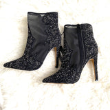 Express Black Sheer Side Rhinestone Bootie Heels NWT- Size 7