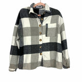 Miss Sparkling White/Black/Grey Plaid Shacket- Size S