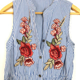 Alice Blue Striped Embroidered Dress- Size S
