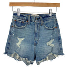 Abercrombie & Fitch Curve Love High Rise Mom Light Wash Denim Shorts- Size 24/00