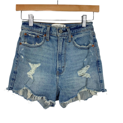 Abercrombie & Fitch Curve Love High Rise Mom Light Wash Denim Shorts- Size 24/00