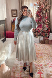 Scoop Metallic Silver Faux Leather Pleated Skirt- Size XL (sold out online)