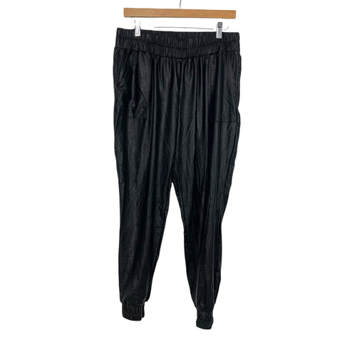 Amaryllis Black Faux Leather Joggers- Size XL (Inseam 25")