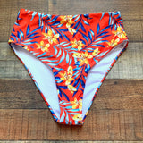Blooming Jelly Orange Flower/Leaf High Waist Bikini Bottom- Size S (We have matching top)