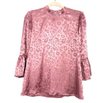 Gibsonlook Mauve Animal Print Ruffle Trim Blouse NWT- Size S