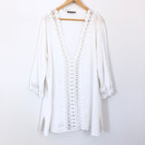 La Blanca Embroidered-Inset Tunic Cover Up- Size L (small stain-see notes)